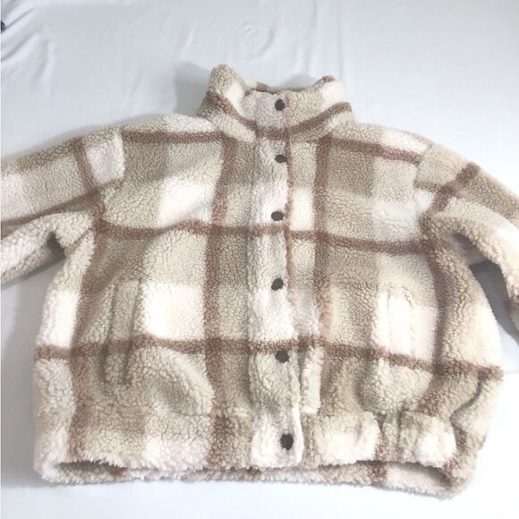 Michael Stars Sherpa Jacket Rose Plaid Teddy Jacket Size Large - Picture 5 of 16